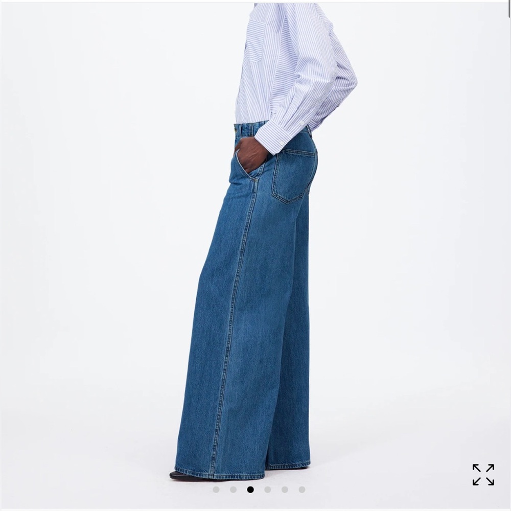 Petite Wide Sweep Denim Trousers in Java Wash: Airy Denim Edition